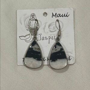 ❤️‍🔥BOGO FREE Dangle Drop Teardrop Jasper Stone Earrings Black White